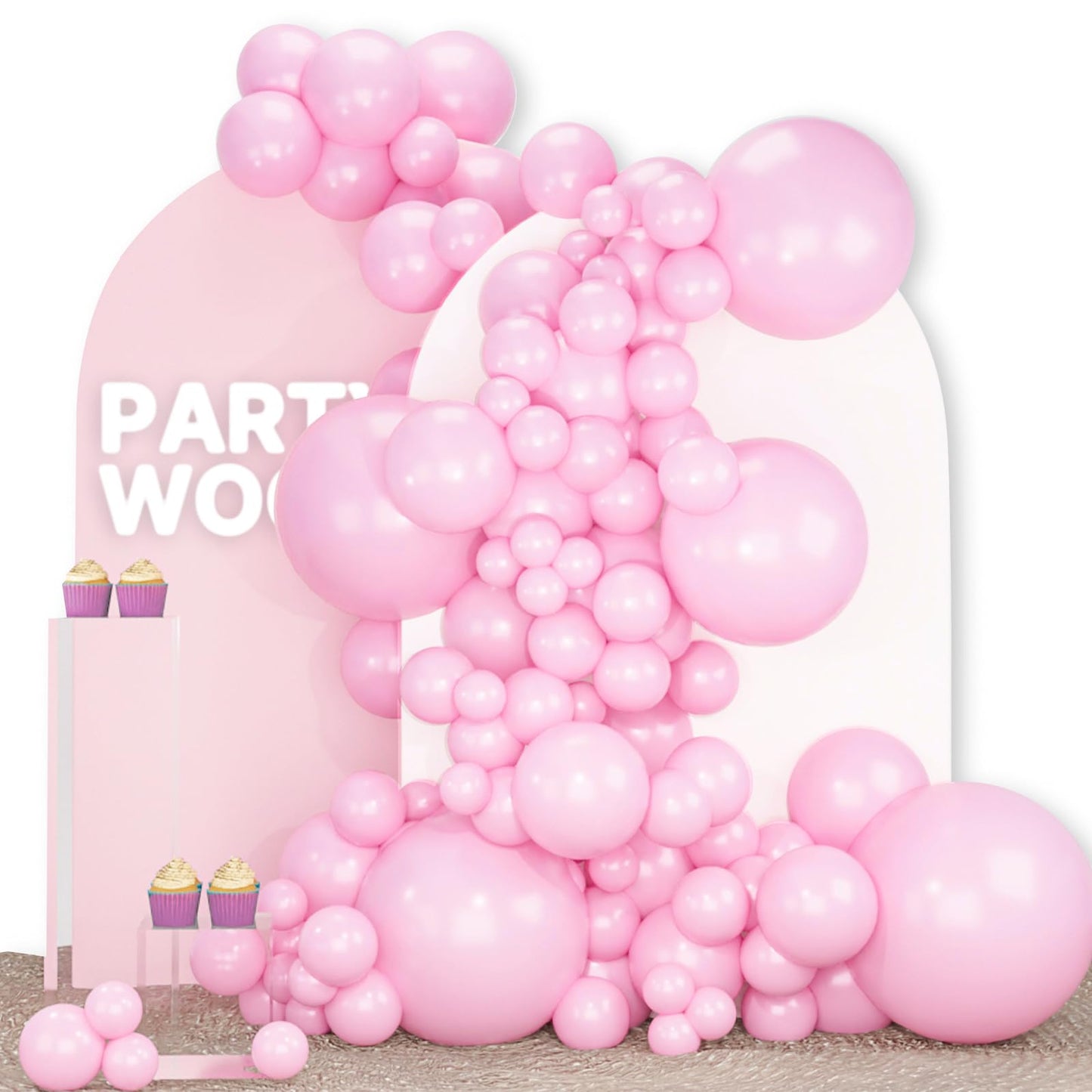 PartyWoo Baby Pink Balloons 100 pcs Different Sizes of 18 12 10 5 Inch Pastel Pale Light Pink Balloons Arch Kit Garland for Baby Shower Gender Reveal Birthday Princess Party Decorations Pink-Q05