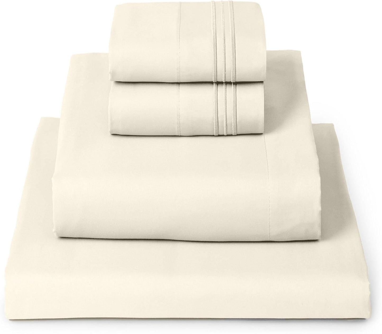 Mellanni Queen Sheets Set - Luxurious 4-Piece Bedding - Extra Soft, Cooling, Wrinkle-Resistant | Golden Ivory