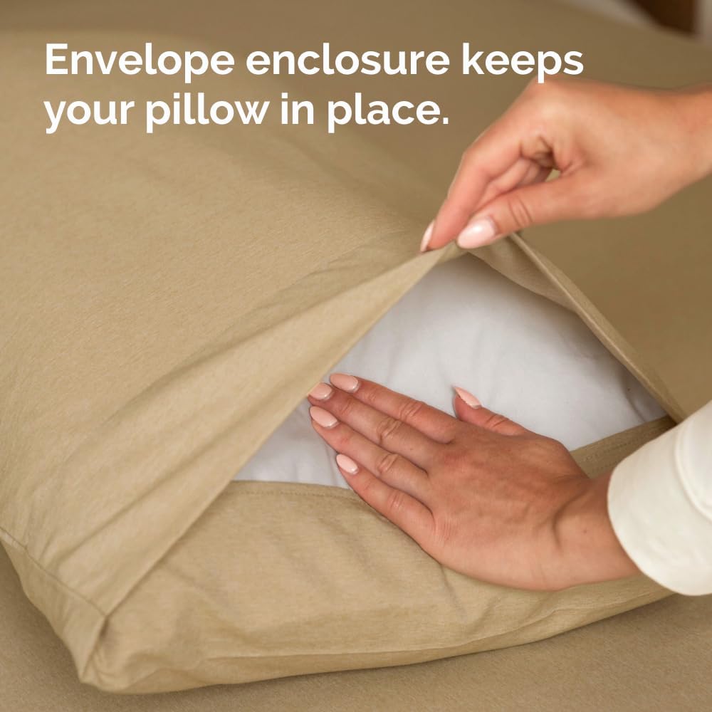 King Pillow Cases by [Brand Name] - Ultra Soft Hotel Quality Covers | Wrinkle-Free & Fade Resistant - 4 Piece Set in Heathered Tan