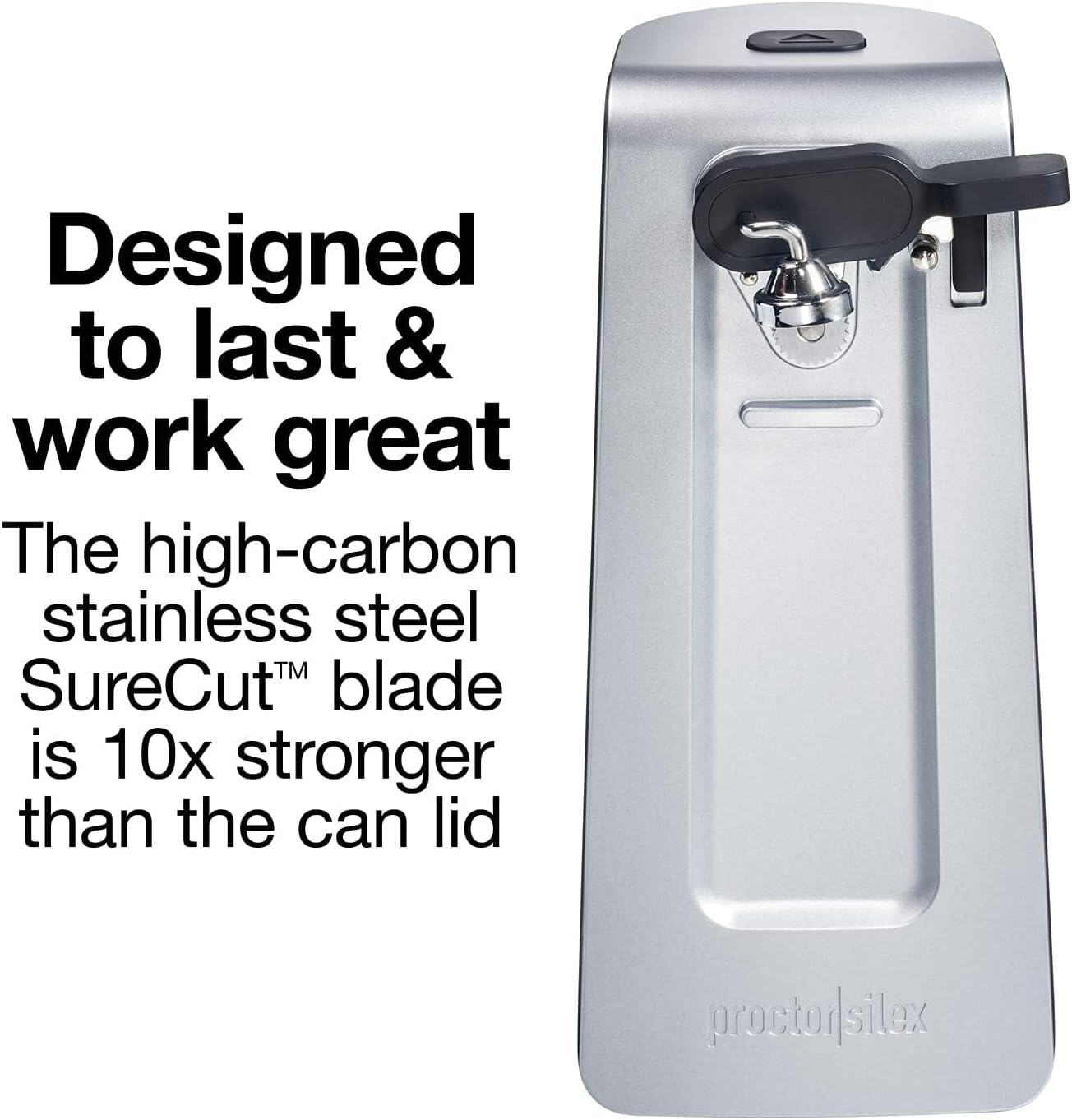 Proctor Silex Electric Can Opener - Automatic Stainless Steel Blade, Easy-Clean Lever, Extra Tall, Silver