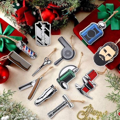 Vercraft 24 Pcs Barber Christmas Tree Ornaments - Men Edition