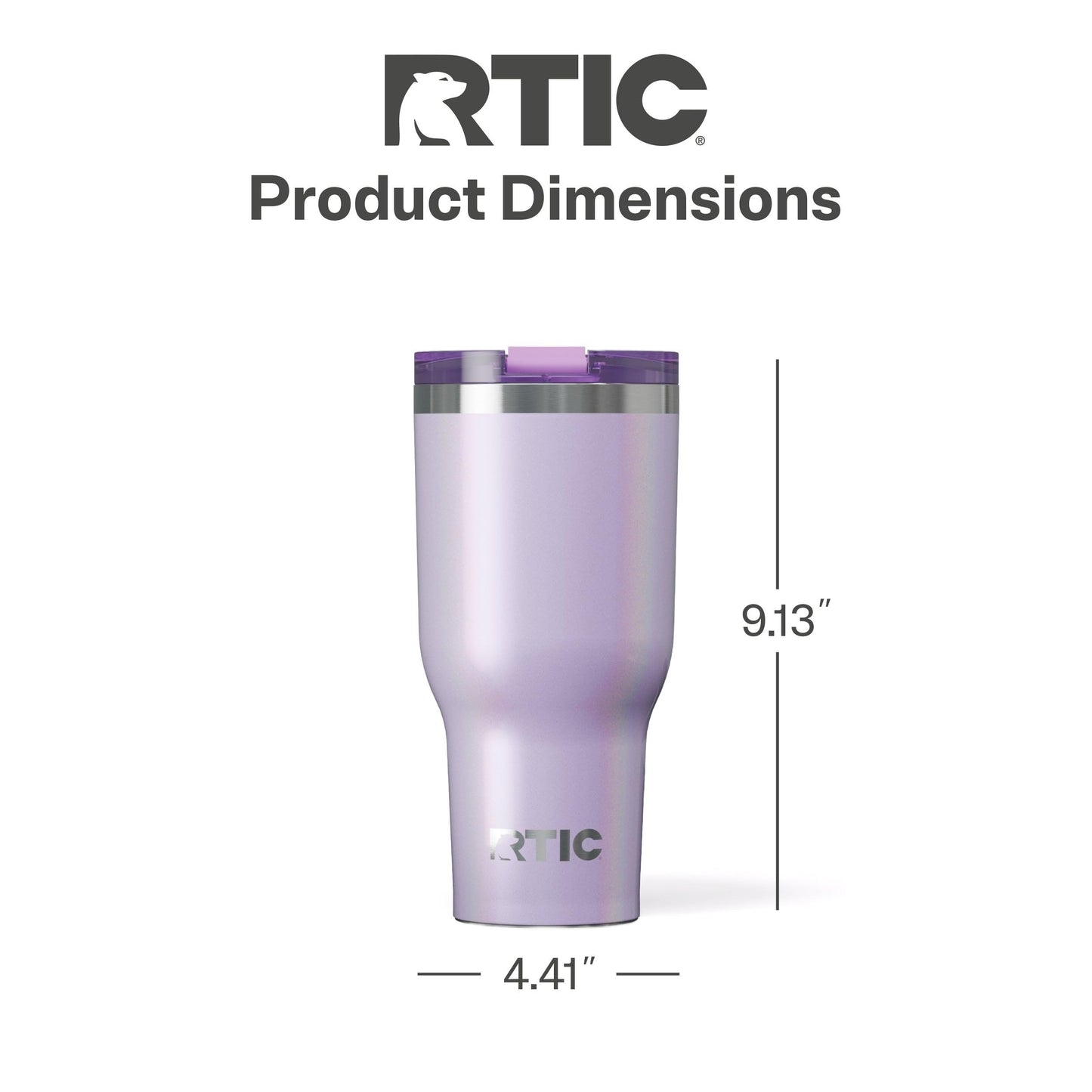 RTIC 40oz Essential Tumbler with Lid, Ceramic Lined, Insulated, Stainless Steel, Metal, Double Wall Vacuum-Insulation, Travel Cup for Iced Coffee, Tea, Hot and Cold Drink, Lavender Glitter