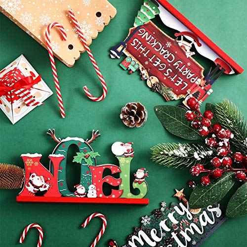 Blulu 3 Christmas Wooden Table Decorations Wooden Sign Table Centerpiece Santa Nutcracker Ornament for Christmas Snow Day Dinner Coffee Tier Tray Party Decor