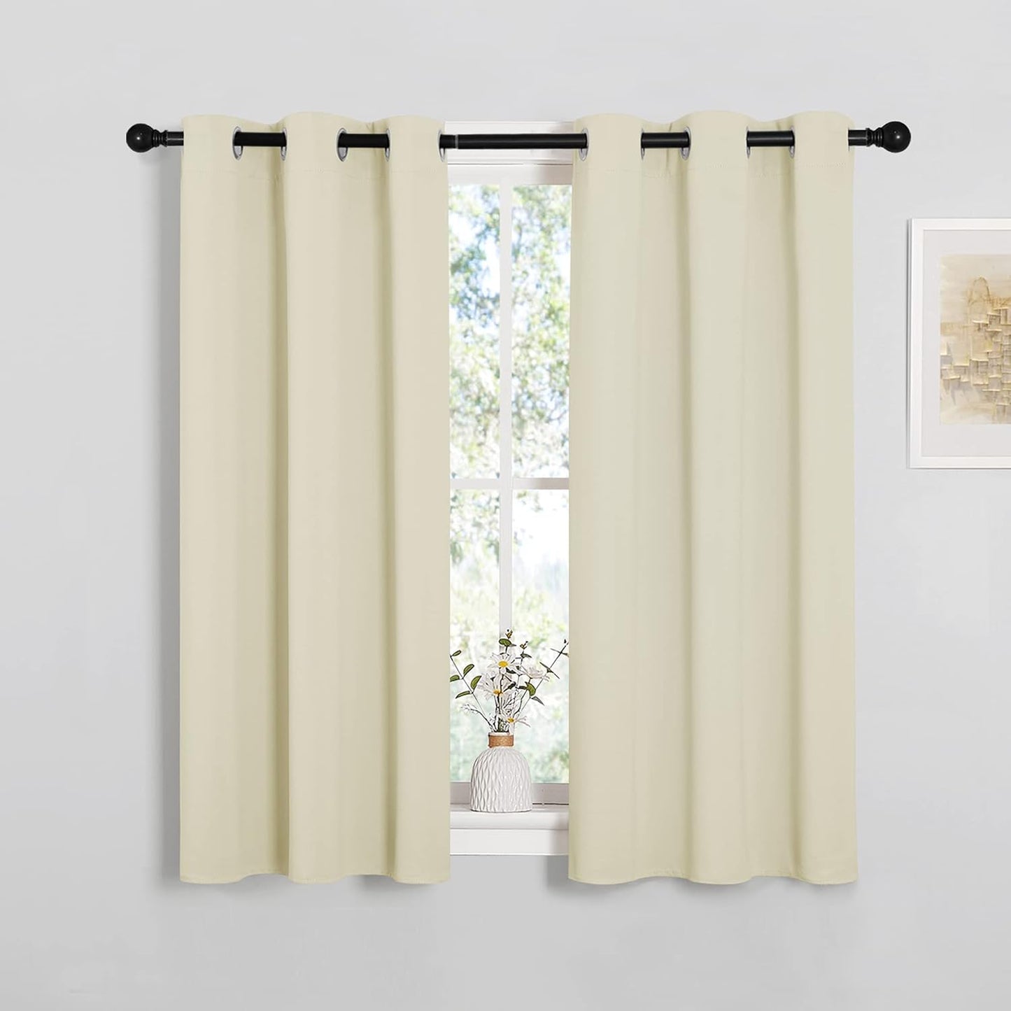 NICETOWN Room Darkening Curtain Panels - Thermal Insulated Grommet Drapes for Windows | Beige, 2 Panels, W34 x L45