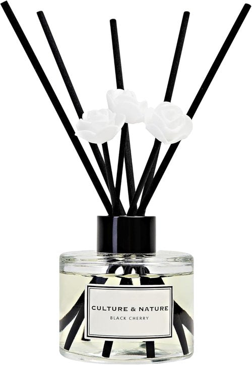 CULTURE & NATURE Reed Diffuser Set - Black Cherry Scented Home Fragrance | 4oz (120ml) Decor