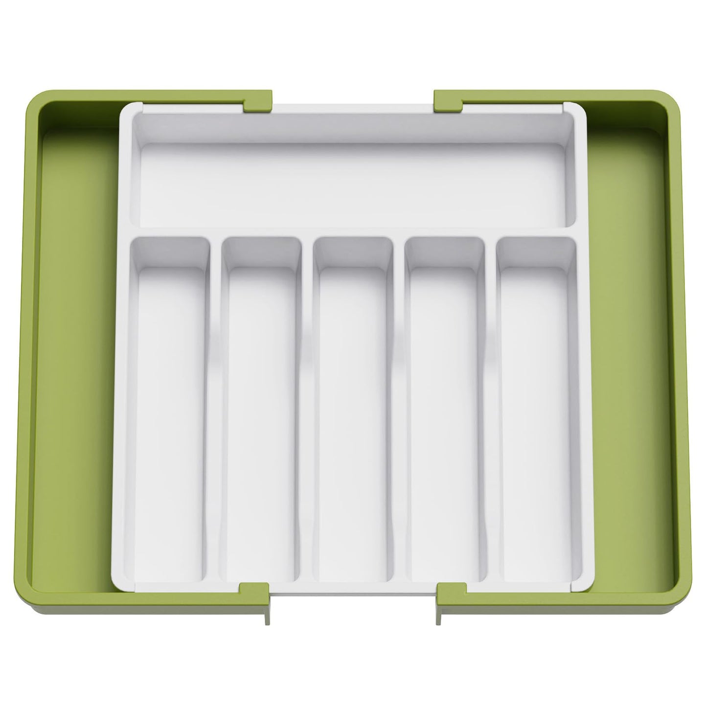 Lifewit Silverware Drawer Organizer, Expandable Utensil Tray for Kitchen, BPA Free Flatware and Cutlery Holder, Adjustable Plastic Storage for Spoons Forks Knives, 13-22 x 15", Green&White