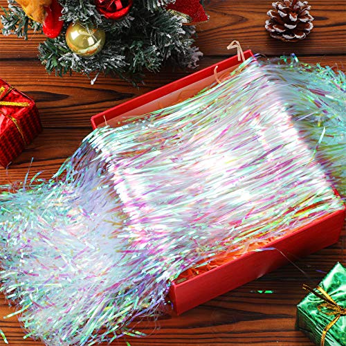 Christmas Shimmer Tinsel Icicles Decorations 18 Inch Xmas Tree Tinsel Foil Fringe Icicles Christmas Iridescent Tinsel Foil Fringes for Xmas Holiday Decor (Iridescent,4000 Strands)