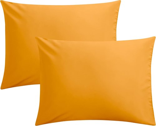 FLXXIE Pillow Cases - Soft Microfiber Standard Size Pillow Covers | Wrinkle & Stain Resistant, 2-Piece Set, 20x26, Ginger Yellow