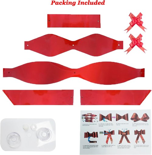 30 Inch Giant Car Bow by [Brand Name] - Big Red Bow with 2 Small Pull Bows for Door Decor & Parties
