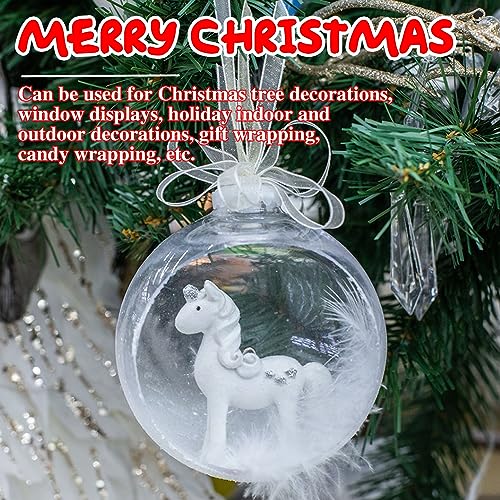 25 Sets Clear Fillable Ornaments Ball in 5 Different Size,Transparent DIY Craft Ball,Plastic Acrylic Fillable Ball for Halloween Christmas Decor