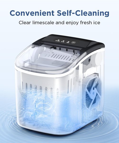 COWSAR Portable Ice Maker - Self-Cleaning Countertop Machine | 26.5lbs Daily, 9 Bullet Ice Cubes in 6 Mins