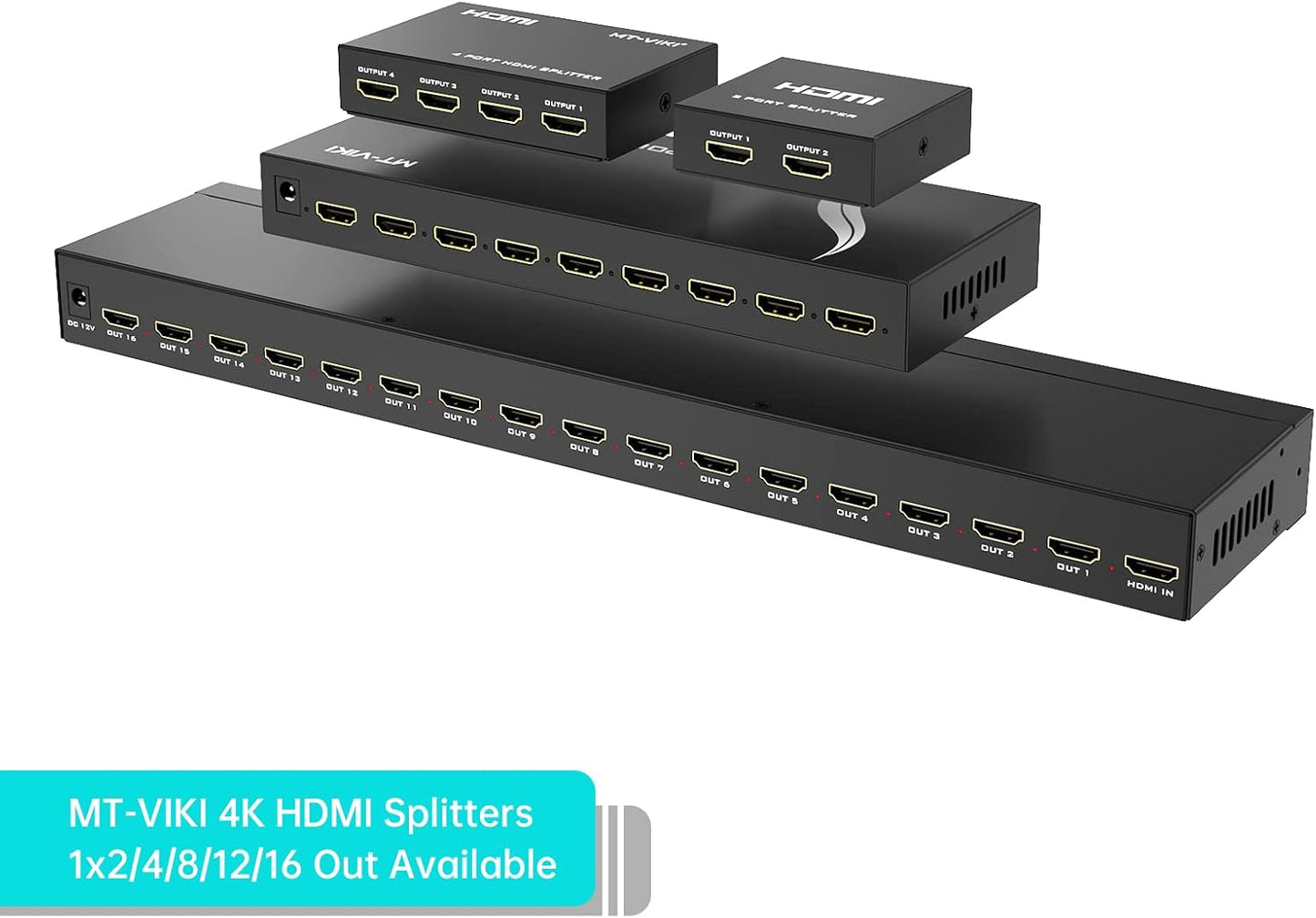 MT-ViKI HDMI Splitter - 1 In 4 Out 4K 30Hz Powered Distributor for Gaming Consoles & PCs | Includes Power Adapter