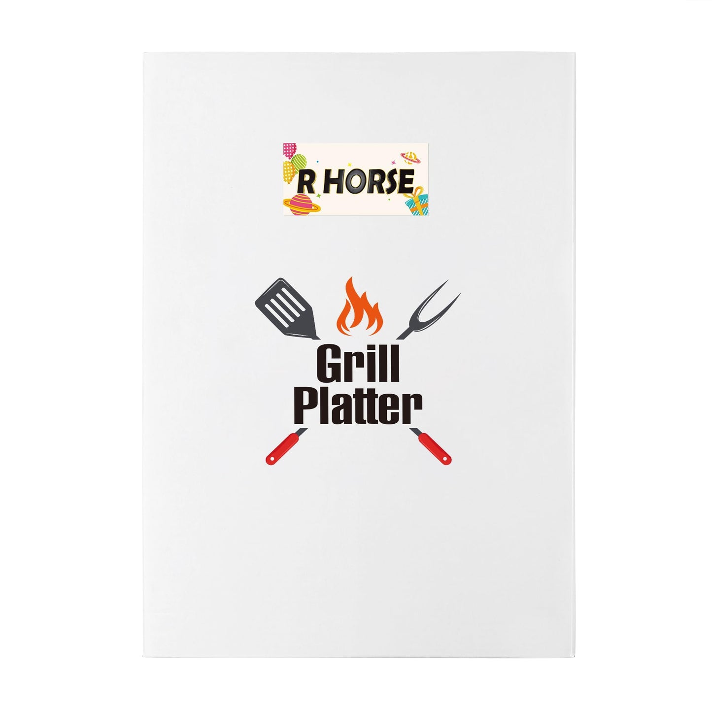 R HORSE Man Grill Platter - Man Themed Barbecue Serving Tray Plate White Oval Serving Dishes Dad Men Father Day Gift for Appetizers Desserts Charcuterie Outdoor Indoor Cooking Party