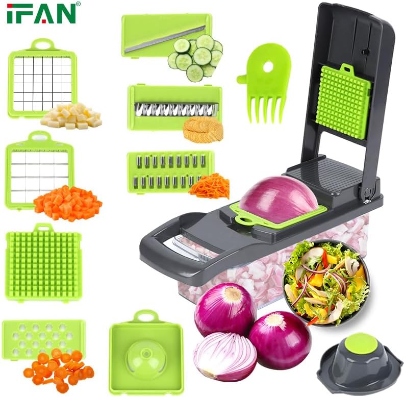 Skiennix 16-in-1 Vegetable Chopper - Multifunctional Veggie Dicer & Mandoline Slicer with Container