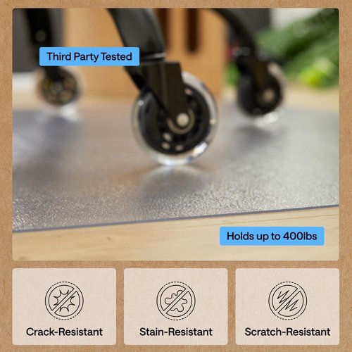 GORILLA GRIP Clear Office Chair Mat - Slip Resistant, Smooth Rolling, 36x48 for Hardwood Floors