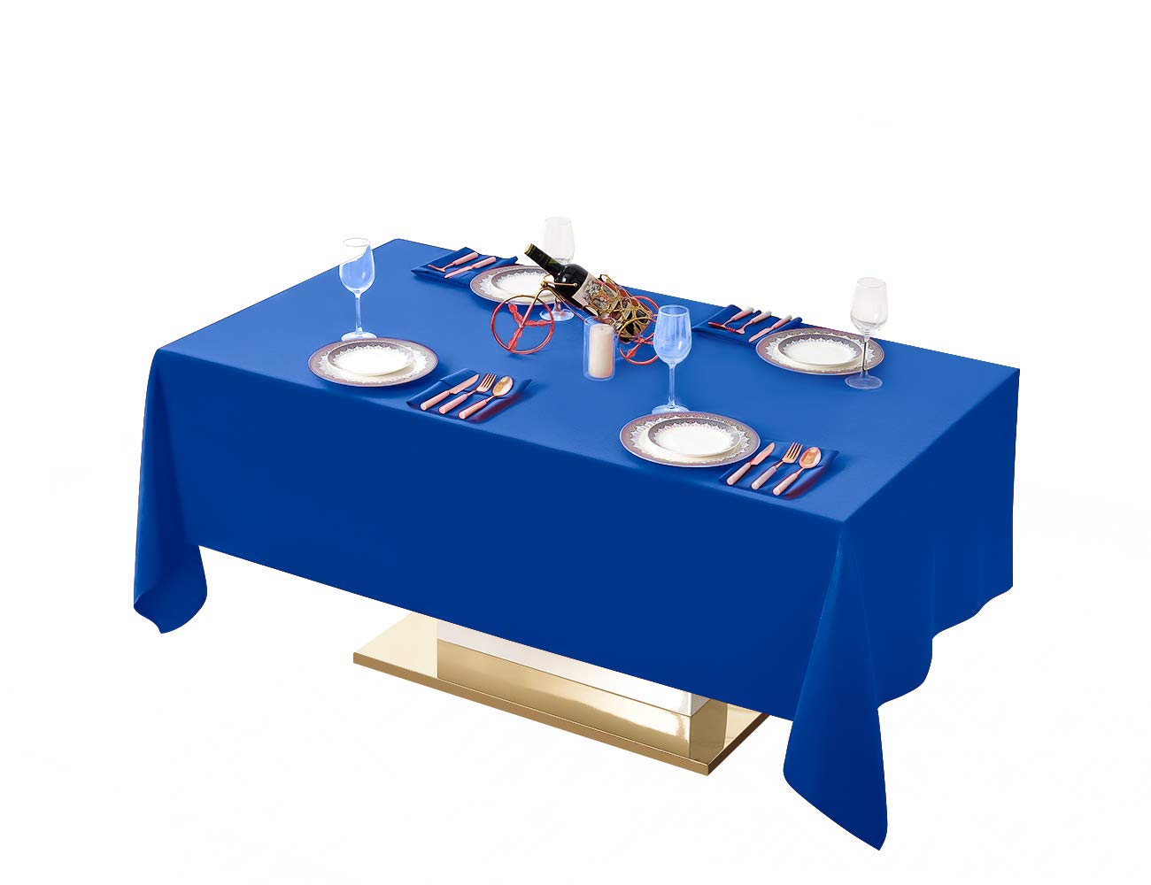 Surmente Blue Tablecloth 60 x 102-inch Rectangular Polyester Table Cloth for Weddings, Banquets, or Restaurants