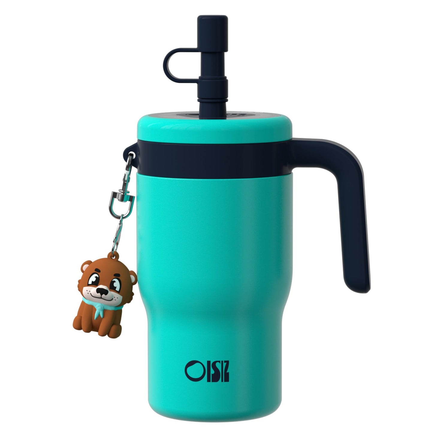 OISIZ 14oz Kids Tumbler with Straw Lid & Handle,Kids Cup with Animal Accessory for School,Kids Water Bottles with Dust-proof Cover,Leakproof Bottles,316 Stainless Steel,Keep Cold 24 Hours-dark green