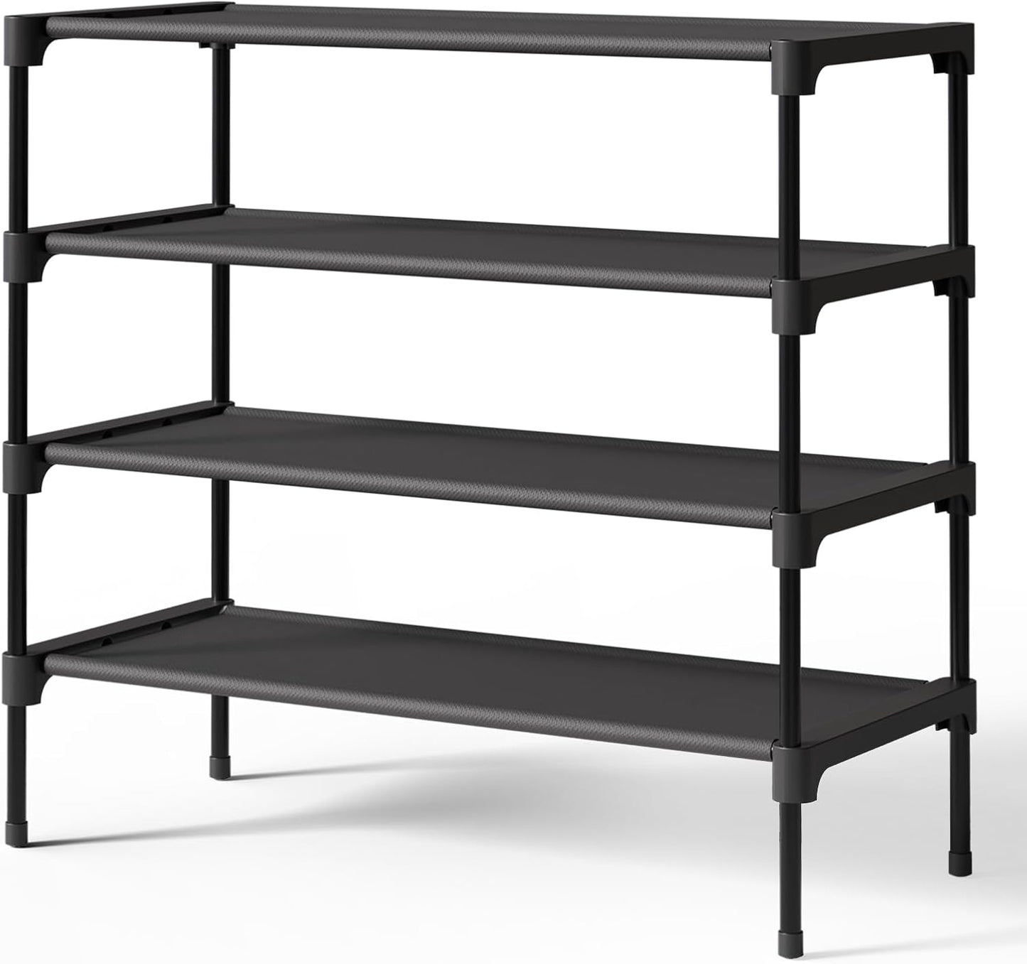 Kitsure Shoe Rack - X-Large Non-Woven Shoe Organizer for Closet, Entryway & Garage - Black