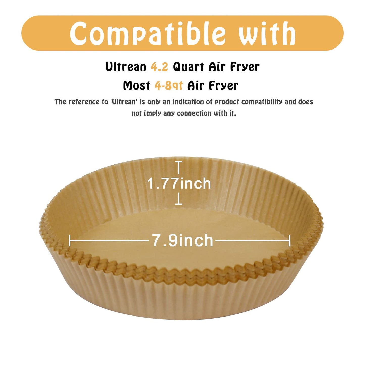 Air Fryer Liners Disposable for Most 4-7 QT Air frye, 100 Pcs Non-Stick Parchment Paper for Baking 7.9 Inch Air Fryer Paper Liners Round Airfryer Liners