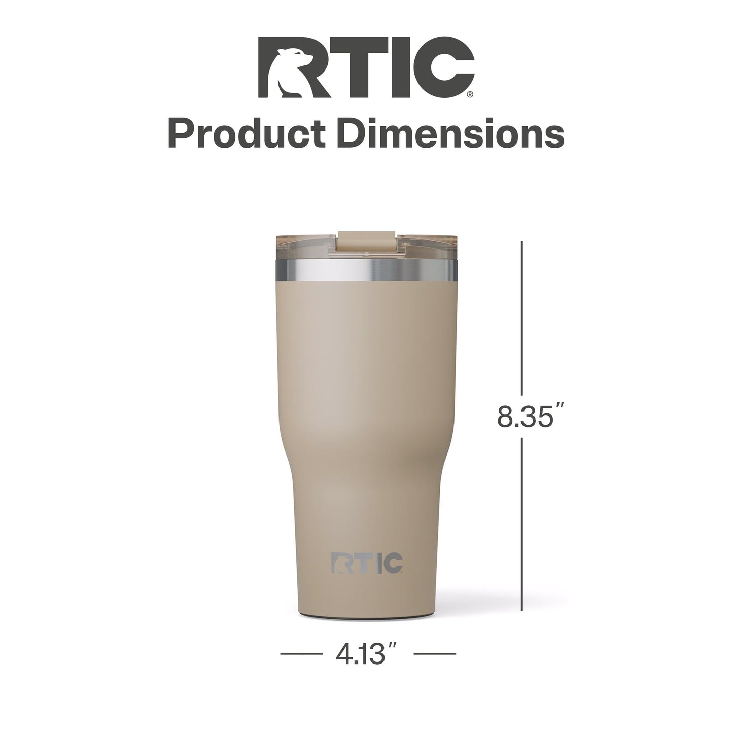 RTIC 30oz Essential Tumbler with Lid, Ceramic Lined, Insulated, Stainless Steel, Metal, Double Wall Vacuum-Insulation, Travel Cup for Iced Coffee, Tea, Hot and Cold Drink, Beach
