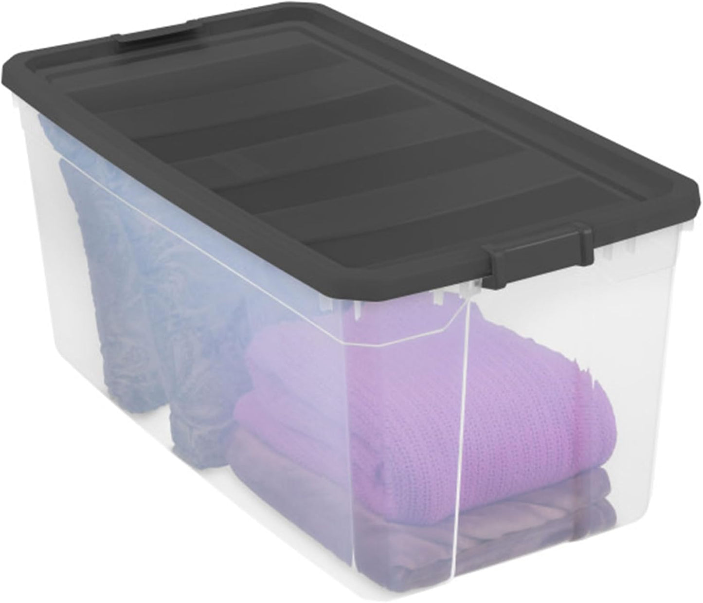 Sterilite 3-Pack Modular Stacker Boxes - Durable Clear Plastic Storage Bins with Latching Lids | 200 Quart for Closet, Bathroom, Office
