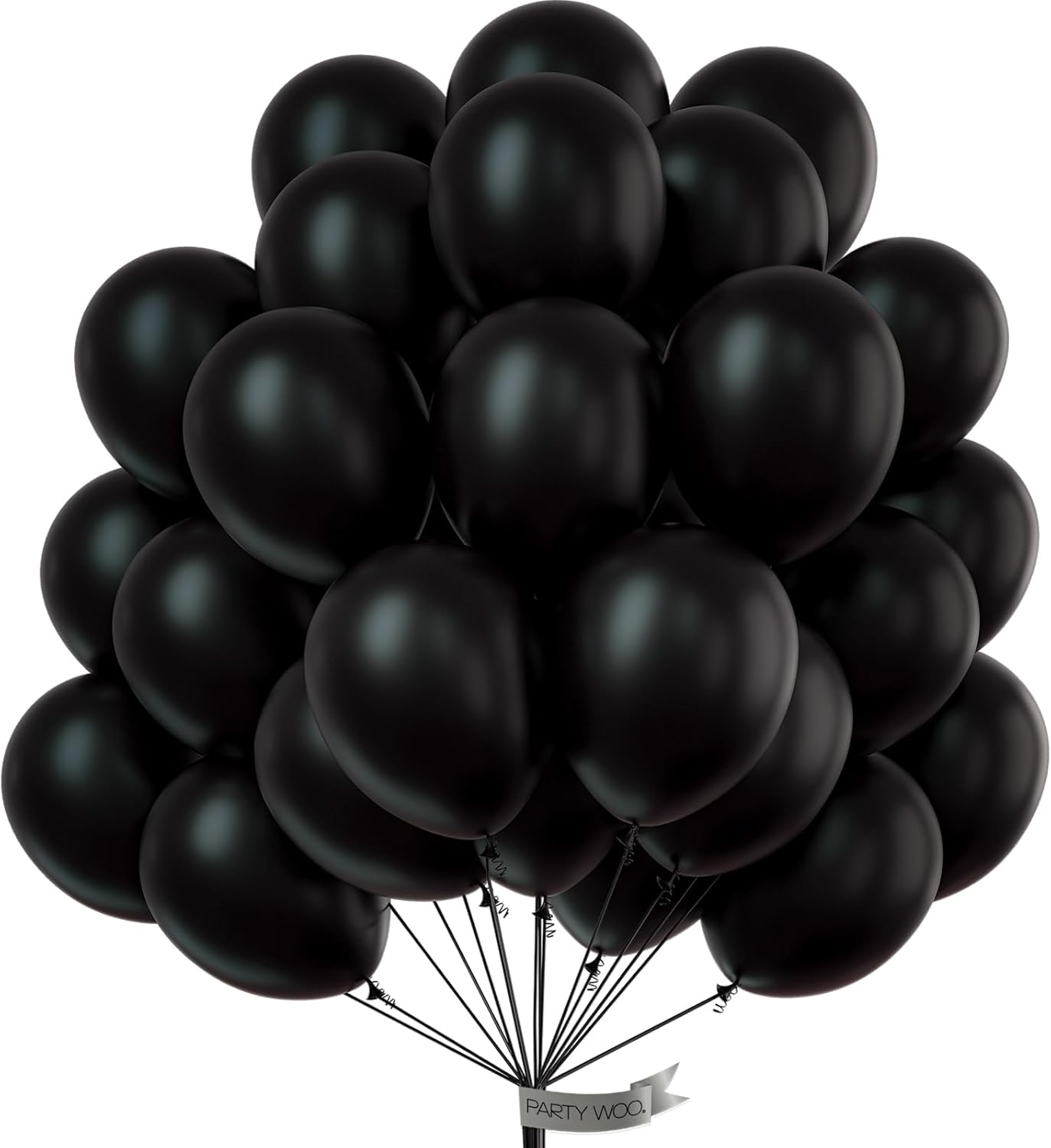 PartyWoo White & Black Balloons - 140 Pcs (18", 12", 10", 5") for Weddings & Celebrations