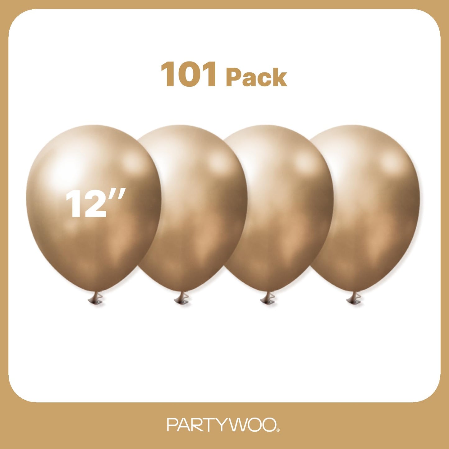 PartyWoo Metallic Gold Balloons 101pcs 12 Inch Chrome Gold Latex Helium Balloons for Wedding Christmas Birthday Graduation Baby Shower Retirement Bachelorette Tea Party Decorations Gold-G127