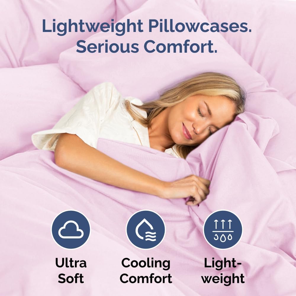 King Pillow Cases by LuxeHome - Ultra Soft Hotel Quality Covers | Comfy, Cooling & Wrinkle-Free - 2 Piece Set in Pink