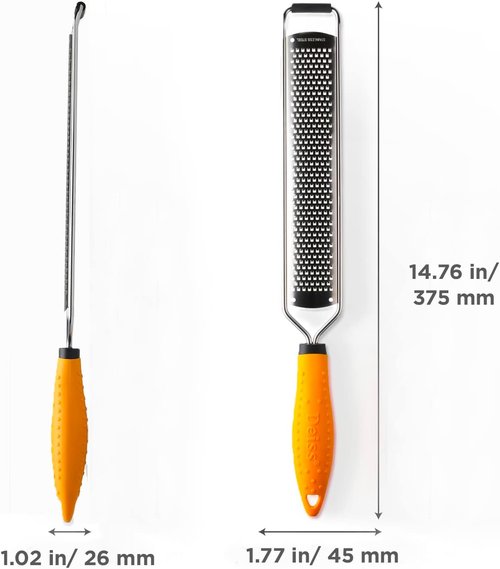 Deiss PRO Lemon Zester & Heavy-Duty Cheese Grater - Versatile Stainless Steel Shredder for Fruits, Vegetables, and More