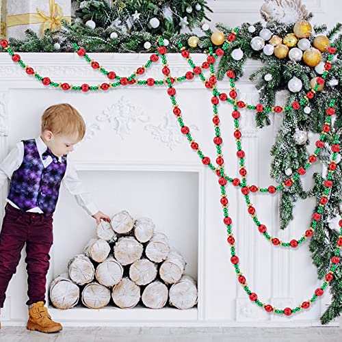 6 Pcs Bead Garland for Christmas Tree 9 Feet Red and Green