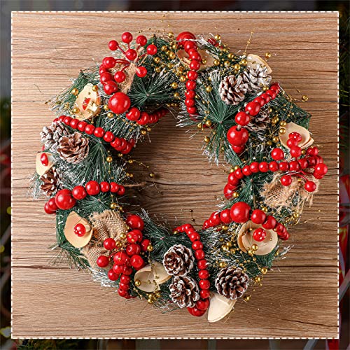 Yinder Dark Red Wood Bead Garland 4 Pcs 48 ft Christmas Tree Decor