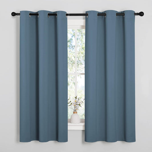 NICETOWN Smoky Blue Blackout Curtains - Thermal Insulated Drapes for Office | 68" Length, 42" Wide, 2 Panels