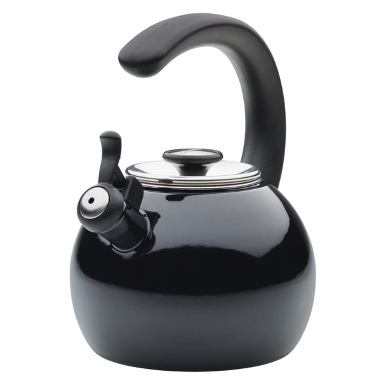 Circulon Enamel on Steel Whistling Induction Teakettle, Tea Kettle for Stovetop with Flip-Up Spout, 2-Quart, Black
