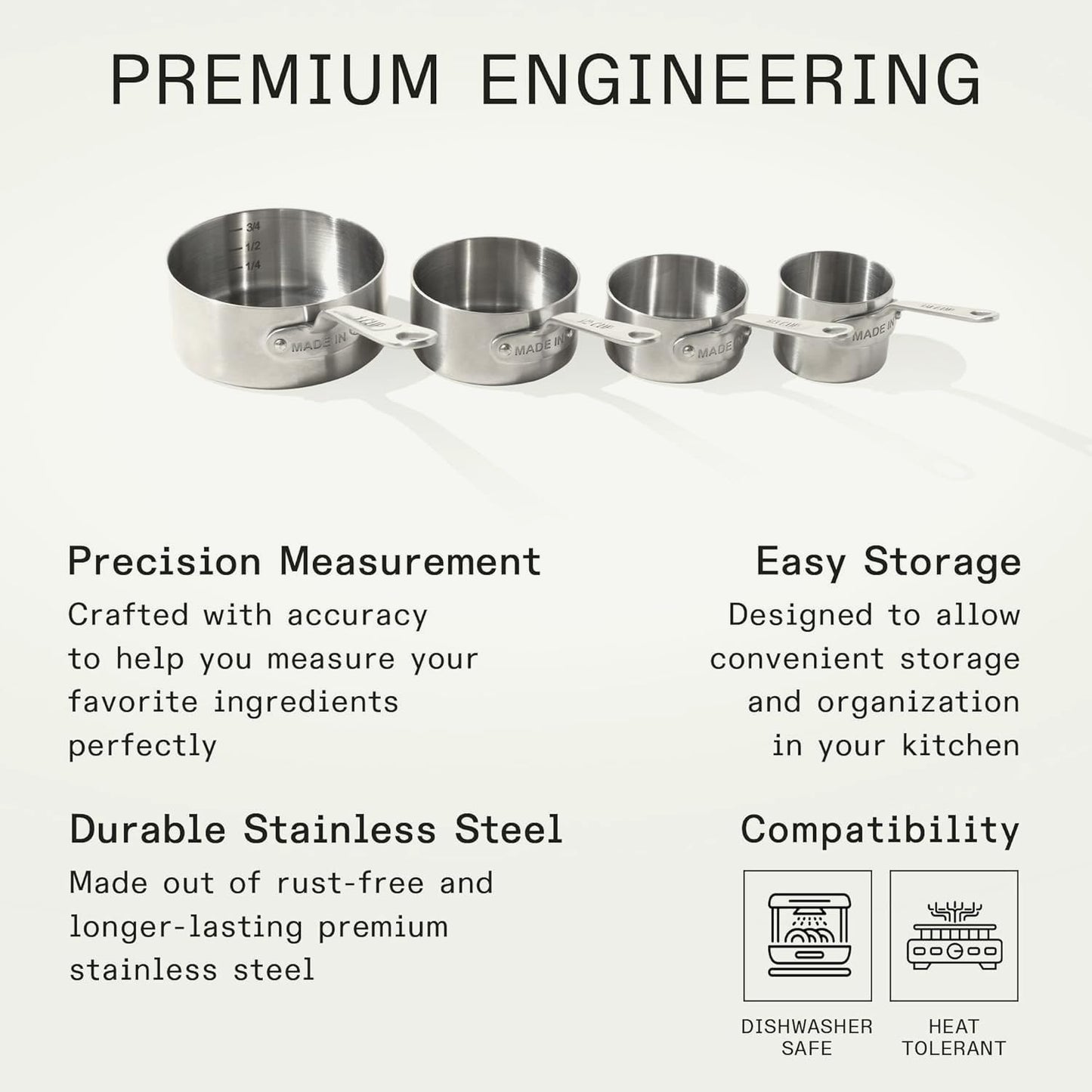 Made In Cookware | Measuring Cup Set | Stainless Steel | Stackable | Dishwasher Safe