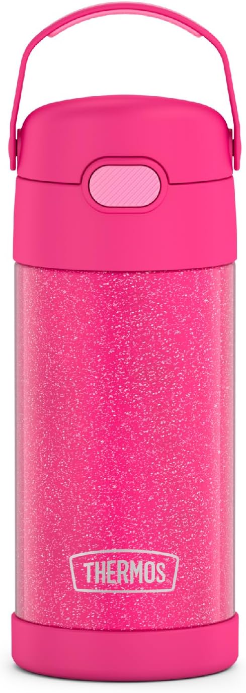 THERMOS FUNTAINER Water Bottle - 12 Ounce Kids Stainless Steel Vacuum Insulated Bottle | Pink Glitter
