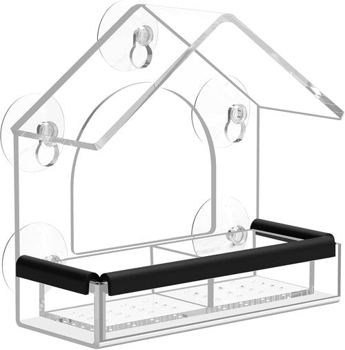DY-SKTY Clear Window Bird Feeder - Sturdy Acrylic Design with 5 Strong Suction Cups | Perfect for Bird Watching and Garden Decor