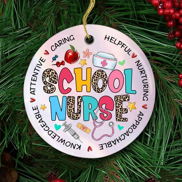 MEDROC Mr09 School Nurse Christmas Ornament - 2025 Ceramic Holiday Decor