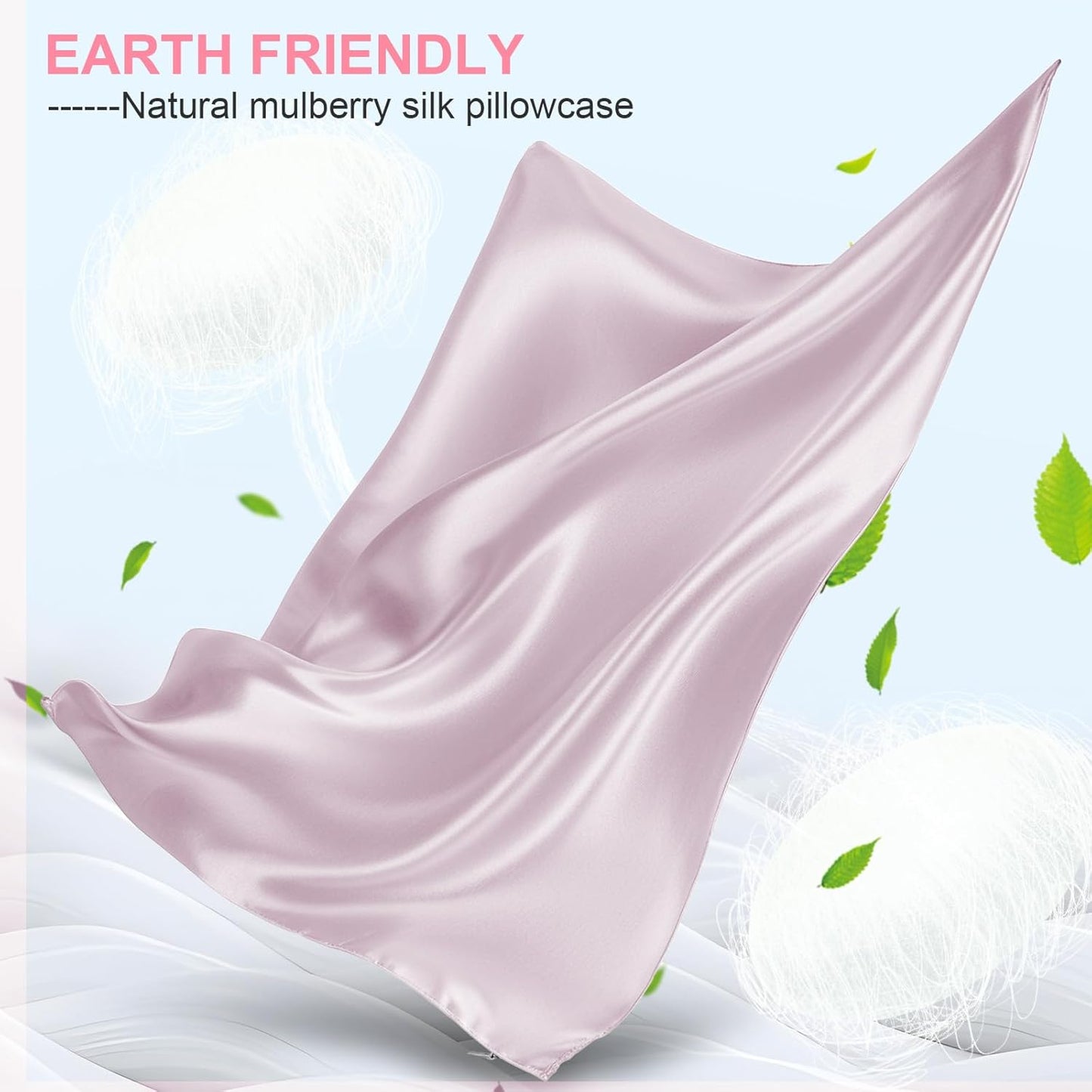 Skiennix Mulberry Silk Pillowcases - 2 Pack Queen Size, Hidden Zipper, Soft & Breathable, Lavender
