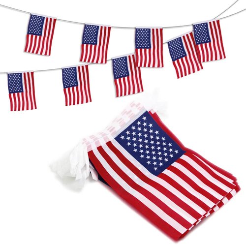 Anley US National American String Pennant Flags, Patriotic Events 4th of July Independence Day Decoration Sports Bars - 33 Feet 38 Flags