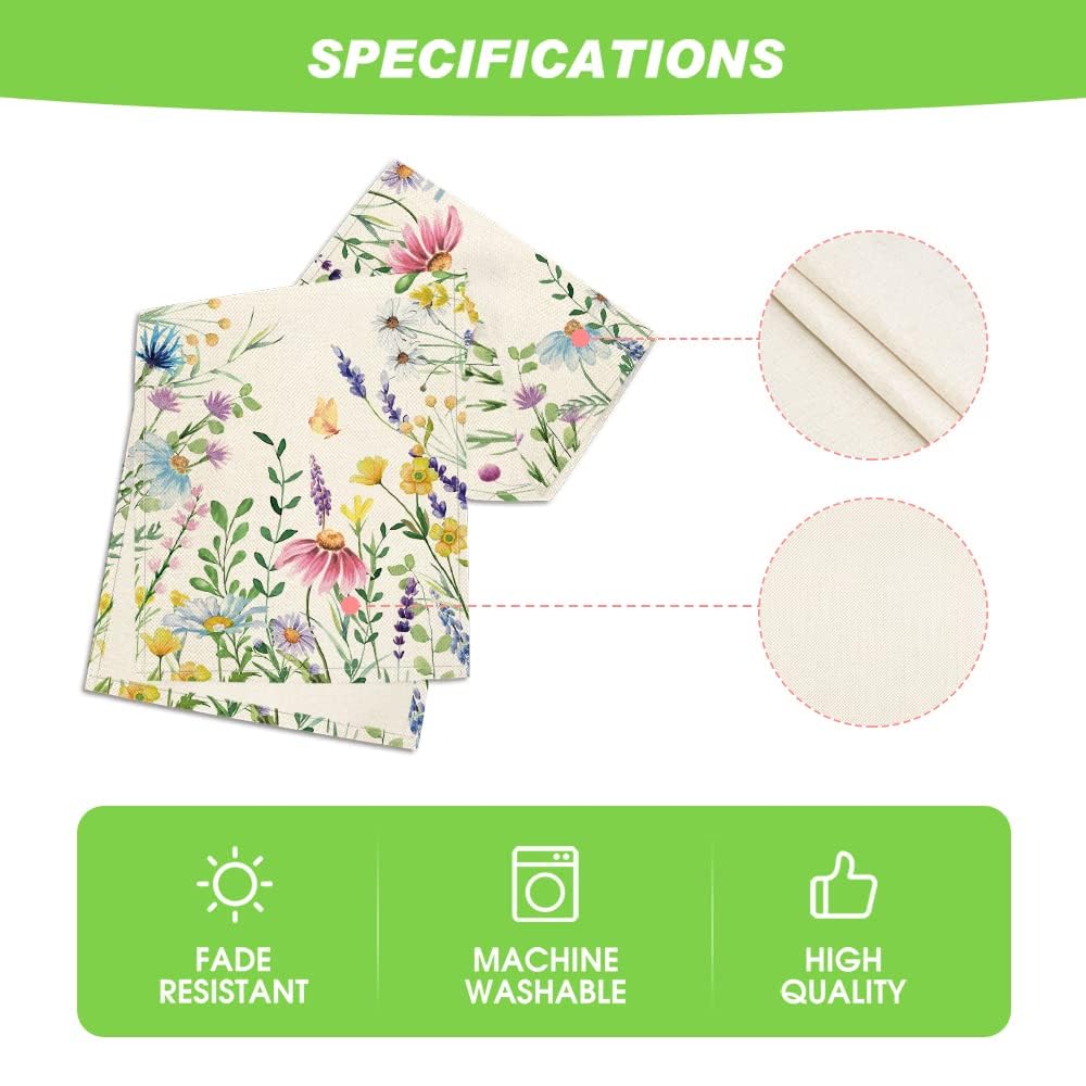 Artoid Mode Daisy Eucalyptus Lavender Floral Leaves Summer Table Runner, Spring Kitchen Dining Table Decoration for Home Party Decor 13x72 Inch