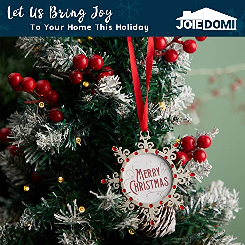 Joiedomi Christmas Photo Ornament, Snowflake Tree Decoration Photo Frame Family Ornaments with Red Gems for Christmas Decorations, House warmings