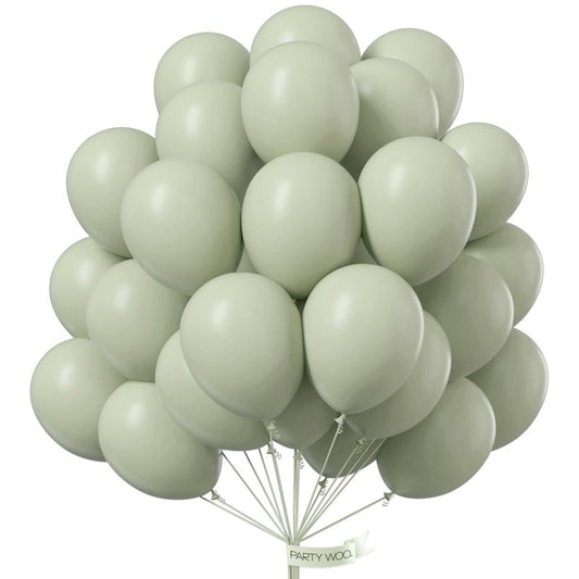 PartyWoo Sage Green Balloons 100pcs 12 Inch Boho Dusty Olive Green Latex Balloons for Birthday Baby Shower Graduation Engagement Wedding Dinosaur Jungle Golf Football Theme Party Decorations Green-F32