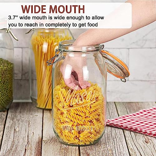 Anwoi 64oz Wide Mouth Glass Mason Jars with Airtight Lids - 3 Pack