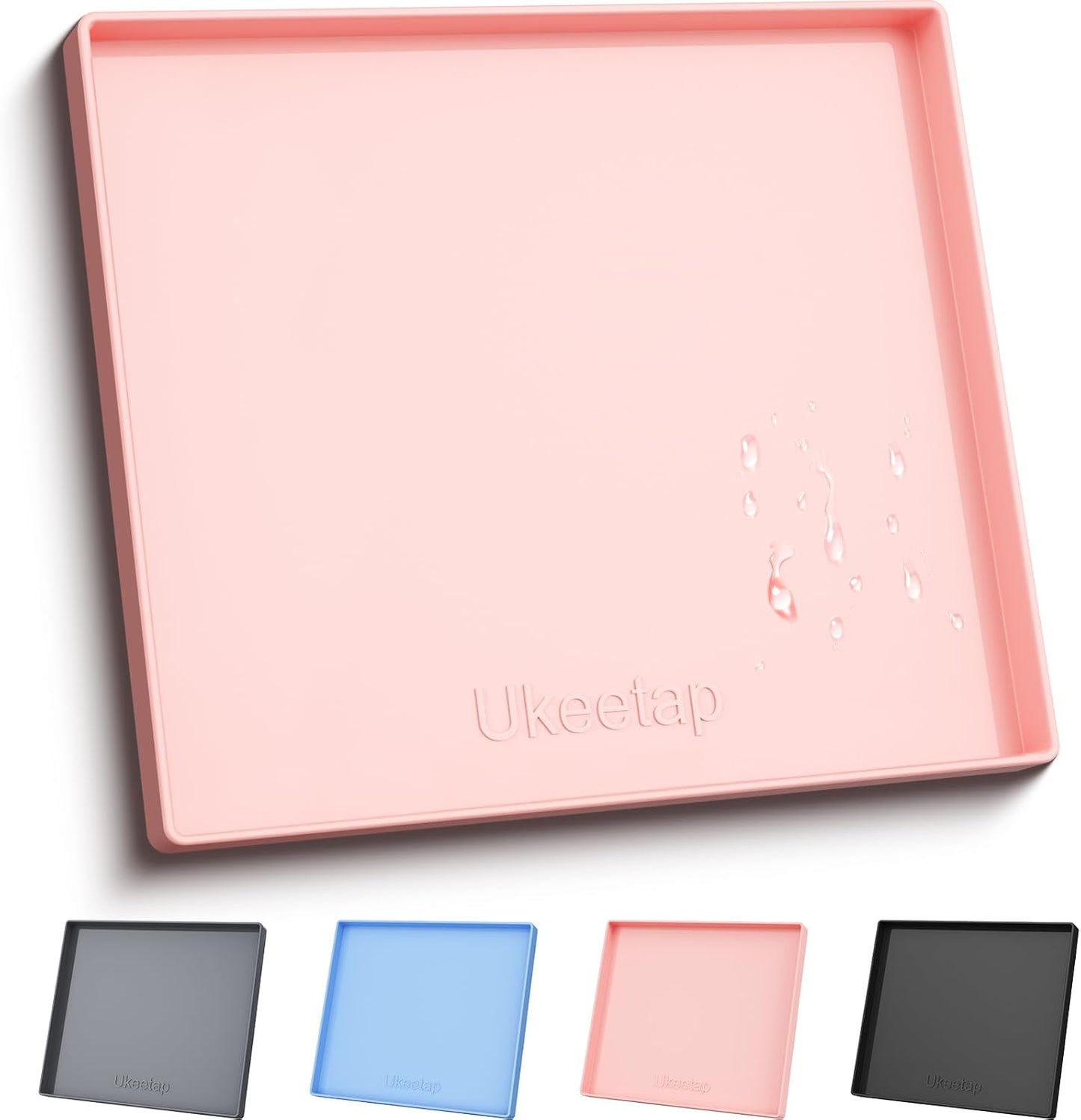 Ukeetap Extra Thick Silicone Mat - Waterproof Under Sink Mat 22" x 19" for Kitchen & Bathroom | Pink