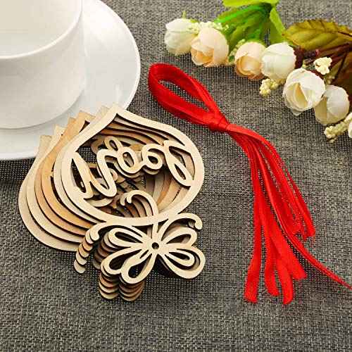 18 Pieces Christmas Wooden Hollow Ornament Tree Decorations Wooden Hollow Letter Religious Christmas Tree Hanging Pendant Decor Xmas Holiday Hanging Crafts