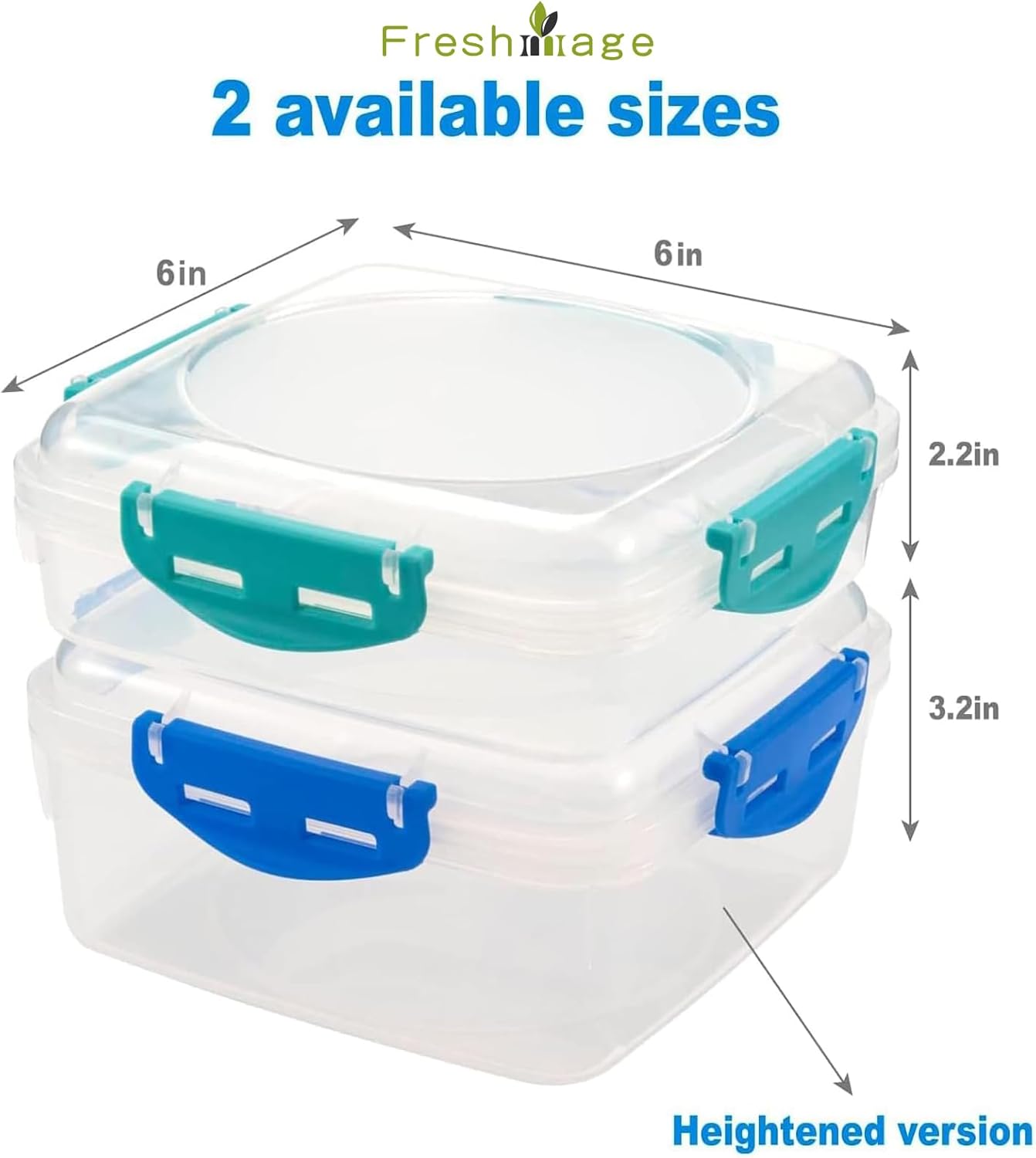Skiennix 4 PCS Sandwich Containers - 100% Airtight, BPA-Free, Microwave & Dishwasher Safe | Upgraded Snaps, 2 Heightened & 2 Standard