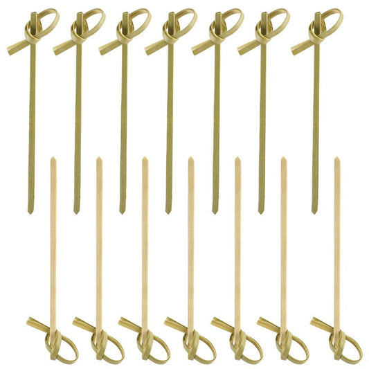 Natural Bamboo Cocktail Picks With Looped Knot Great for Cocktail Party Barbeque Snacks Club Sandwiches Bamboo Fancy Sticks Hold Food on Stick Together,100Pieces,4 Inches