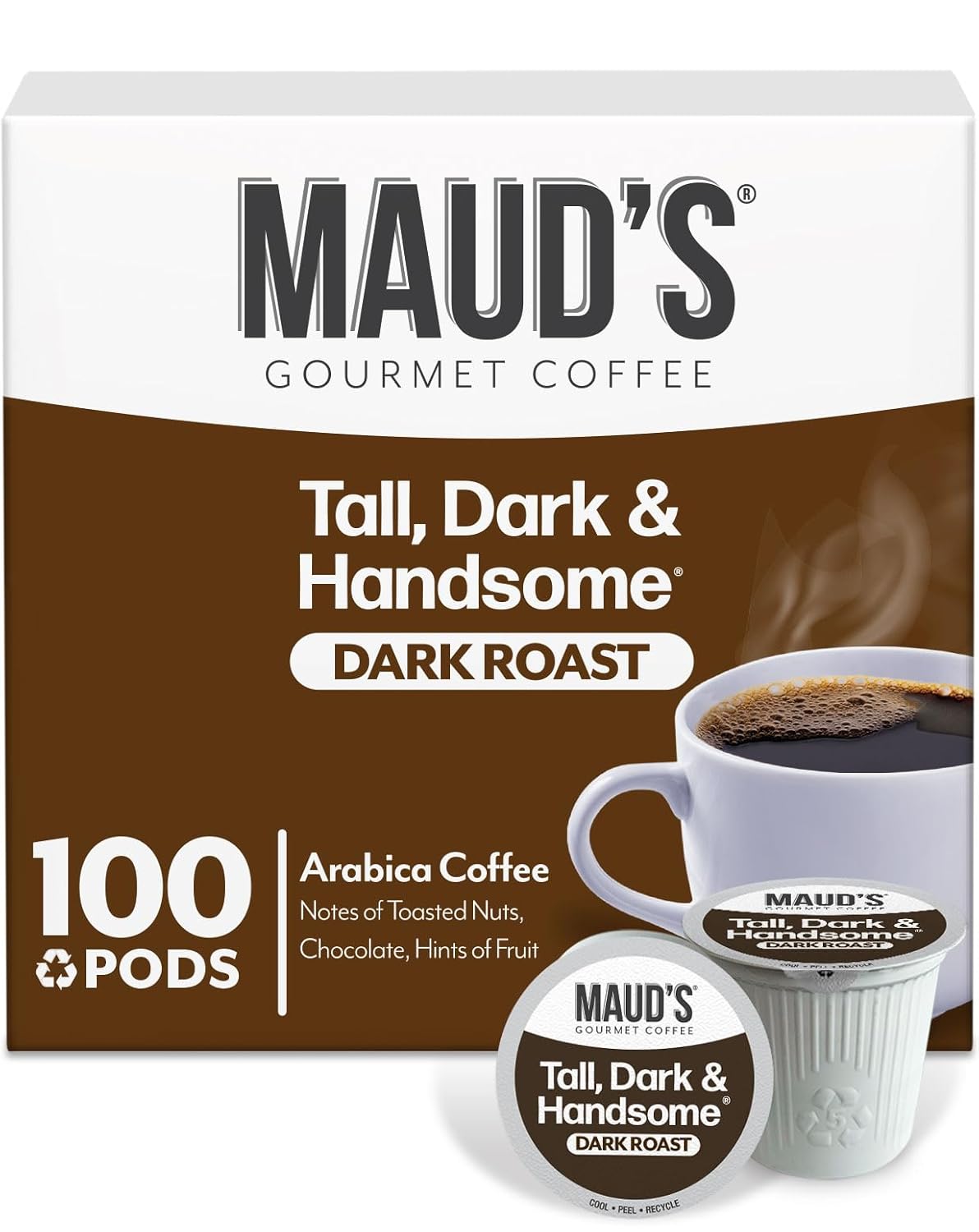 Maud's Dark Roast Coffee Pods - 100% Arabica Single Serve Pods | 100ct Compatible with Keurig K Cups