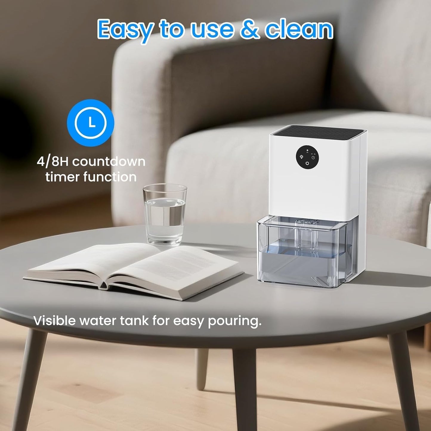 Skiennix Dehumidifier - 1500ML Small Home Unit | Quiet, Auto Shut Off, Ideal for Bedrooms & RVs