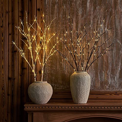 Birchlitland Lighted Brown Branches 32IN 100 LED with Timer - Artificial Tree Branch for Holiday & Home Decor - Variation of 100L-Brown/32IN